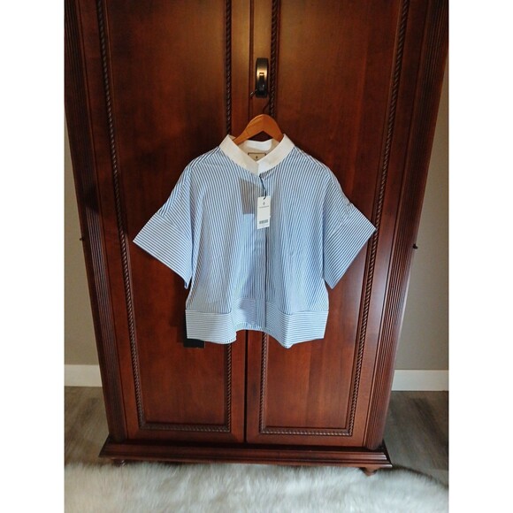 NWT TUCKERNUCK Women's Size XXL Blue Stripe Sofia Blouse - Picture 3 of 15